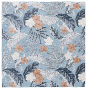 Safavieh Cabana 2' X 10' Botanical Area Runner Rug In Blue Grey - Elegant, Durable, Indoor/Outdoor Design Blue ,Grey 88% Polypropylene,12% Polyester Cbn456m-210