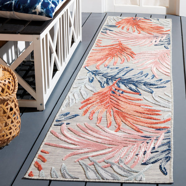 Safavieh Cabana Stylish Area Rug With Tropical Palm Fronds Design - Perfect For Indoor And Outdoor Spaces! Grey ,Rust 88% Polypropylene,12% Polyester Cbn458f-210