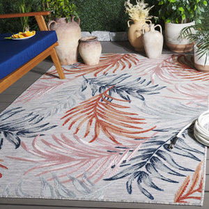Safavieh Cabana Stylish Area Rug With Tropical Palm Fronds Design - Perfect For Indoor And Outdoor Spaces! Grey ,Rust 88% Polypropylene,12% Polyester Cbn458f-210