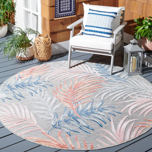 Safavieh Cabana Stylish Area Rug With Tropical Palm Fronds Design - Perfect For Indoor And Outdoor Spaces! Grey ,Rust 88% Polypropylene,12% Polyester Cbn458f-210