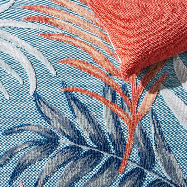 Safavieh Cabana Stylish Area Rug With Tropical Palm Fronds Design - Perfect For Indoor And Outdoor Spaces! Blue ,Rust 88% Polypropylene,12% Polyester Cbn458m-210