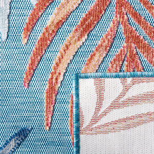 Safavieh Cabana Stylish Area Rug With Tropical Palm Fronds Design - Perfect For Indoor And Outdoor Spaces! Blue ,Rust 88% Polypropylene,12% Polyester Cbn458m-210