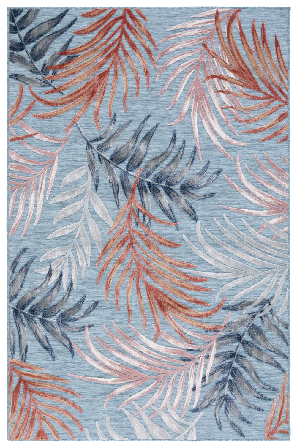 Safavieh Cabana Stylish Area Rug With Tropical Palm Fronds Design - Perfect For Indoor And Outdoor Spaces! Blue ,Rust 88% Polypropylene,12% Polyester Cbn458m-210