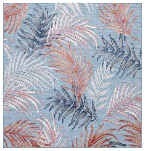 Safavieh Cabana Stylish Area Rug With Tropical Palm Fronds Design - Perfect For Indoor And Outdoor Spaces! Blue ,Rust 88% Polypropylene,12% Polyester Cbn458m-210
