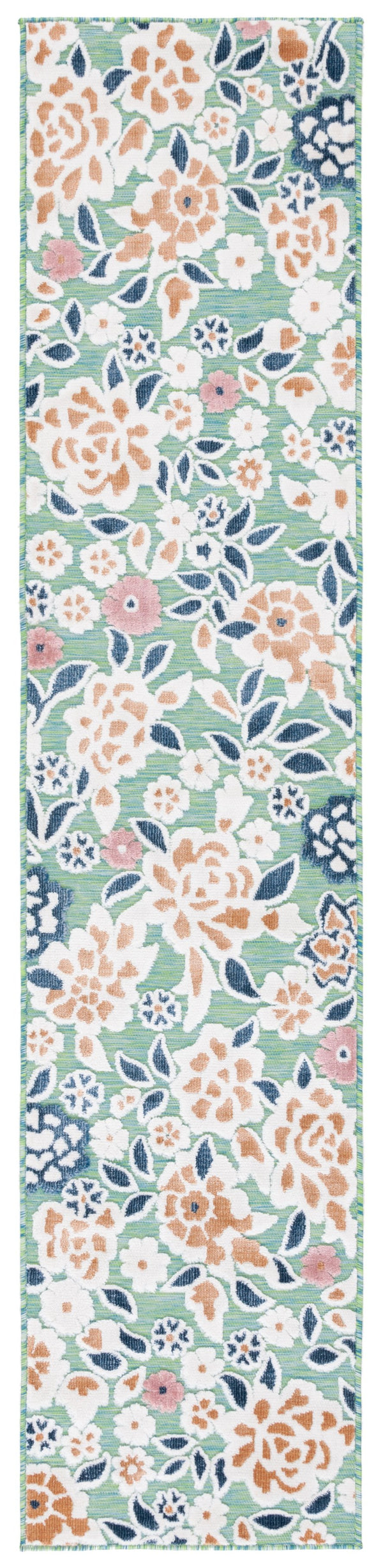 Safavieh Cabana Coastal Green And Navy Floral Rug — Power‑Loomed, Soft 3/8" Pile, Indoor/Outdoor Accent Mat 2'-0" x 3'-0" CBN485N-2
