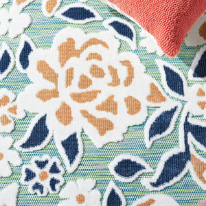 Safavieh Cabana Lush Botanical Area Rug - Elegant Indoor/Outdoor Design, Durable & Low Maintenance Comfort Green ,Navy 88% Polypropylene,12% Polyester Cbn485n-5sq