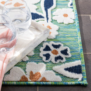 Safavieh Cabana Lush Botanical Area Rug - Elegant Indoor/Outdoor Design, Durable & Low Maintenance Comfort Green ,Navy 88% Polypropylene,12% Polyester Cbn485n-5sq