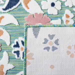 Safavieh Cabana Lush Botanical Area Rug - Elegant Indoor/Outdoor Design, Durable & Low Maintenance Comfort Green ,Navy 88% Polypropylene,12% Polyester Cbn485n-5sq