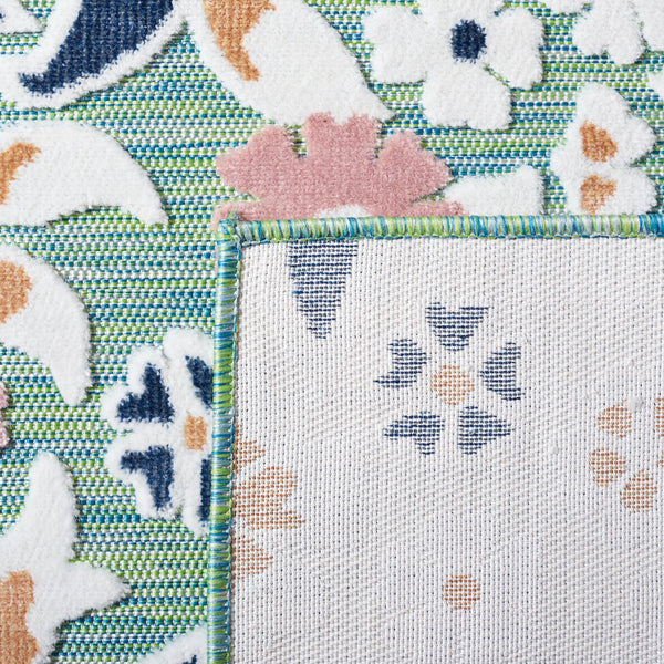 Safavieh Cabana Lush Botanical Area Rug - Elegant Indoor/Outdoor Design, Durable & Low Maintenance Comfort Green ,Navy 88% Polypropylene,12% Polyester Cbn485n-5sq