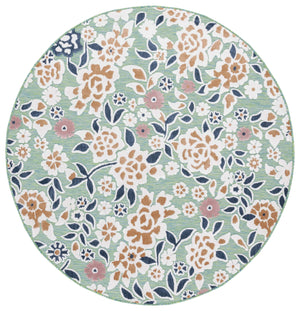 Safavieh Cabana Lush Botanical Area Rug - Elegant Indoor/Outdoor Design, Durable & Low Maintenance Comfort Green ,Navy 88% Polypropylene,12% Polyester Cbn485n-5sq