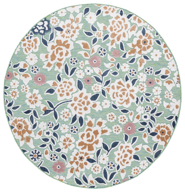 Safavieh Cabana Lush Botanical Area Rug - Elegant Indoor/Outdoor Design, Durable & Low Maintenance Comfort Green ,Navy 88% Polypropylene,12% Polyester Cbn485n-5sq