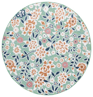 Safavieh Cabana Coastal Green And Navy Floral Rug — Power‑Loomed, Soft 3/8" Pile, Indoor/Outdoor Accent Mat 2'-0" x 3'-0" CBN485N-2