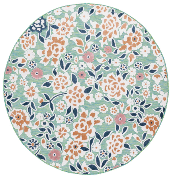 Safavieh Cabana Coastal Green And Navy Floral Rug — Power‑Loomed, Soft 3/8" Pile, Indoor/Outdoor Accent Mat 2'-0" x 3'-0" CBN485N-2