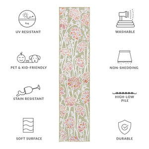 Safavieh Cabana Indoor/Outdoor Area Rug - Vibrant Floral Design, Plush Comfort, Durable And Stylish Décor Essential Green ,Pink 88% Polypropylene,12% Polyester Cbn486y-27