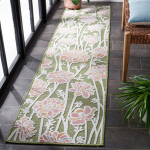 Safavieh Cabana Indoor/Outdoor Area Rug - Vibrant Floral Design, Plush Comfort, Durable And Stylish Décor Essential Green ,Pink 88% Polypropylene,12% Polyester Cbn486y-27