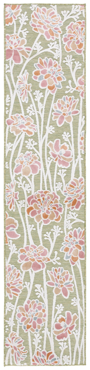 Safavieh Cabana Indoor/Outdoor Area Rug - Vibrant Floral Design, Plush Comfort, Durable And Stylish Décor Essential Green ,Pink 88% Polypropylene,12% Polyester Cbn486y-27