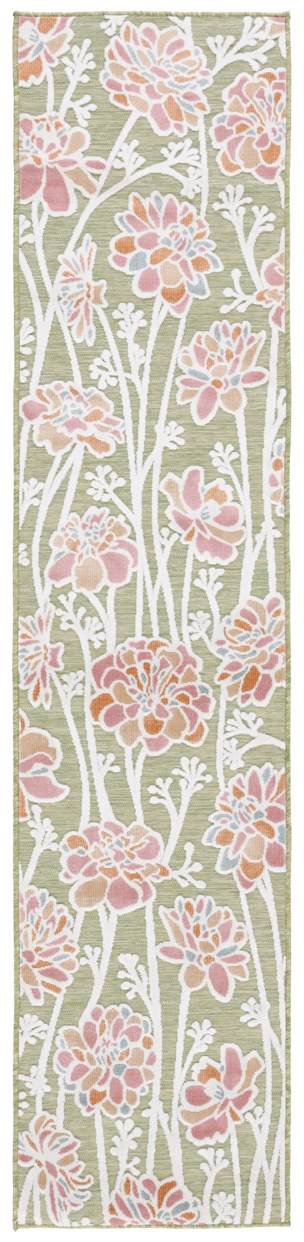 Safavieh Cabana Indoor/Outdoor Area Rug - Vibrant Floral Design, Plush Comfort, Durable And Stylish Décor Essential Green ,Pink 88% Polypropylene,12% Polyester Cbn486y-27