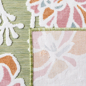 Safavieh Cabana Indoor/Outdoor Area Rug - Vibrant Floral Design, Plush Comfort, Durable And Stylish Décor Essential Green ,Pink 88% Polypropylene,12% Polyester Cbn486y-27