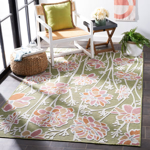 Safavieh Cabana Indoor/Outdoor Area Rug - Vibrant Floral Design, Plush Comfort, Durable And Stylish Décor Essential Green ,Pink 88% Polypropylene,12% Polyester Cbn486y-27