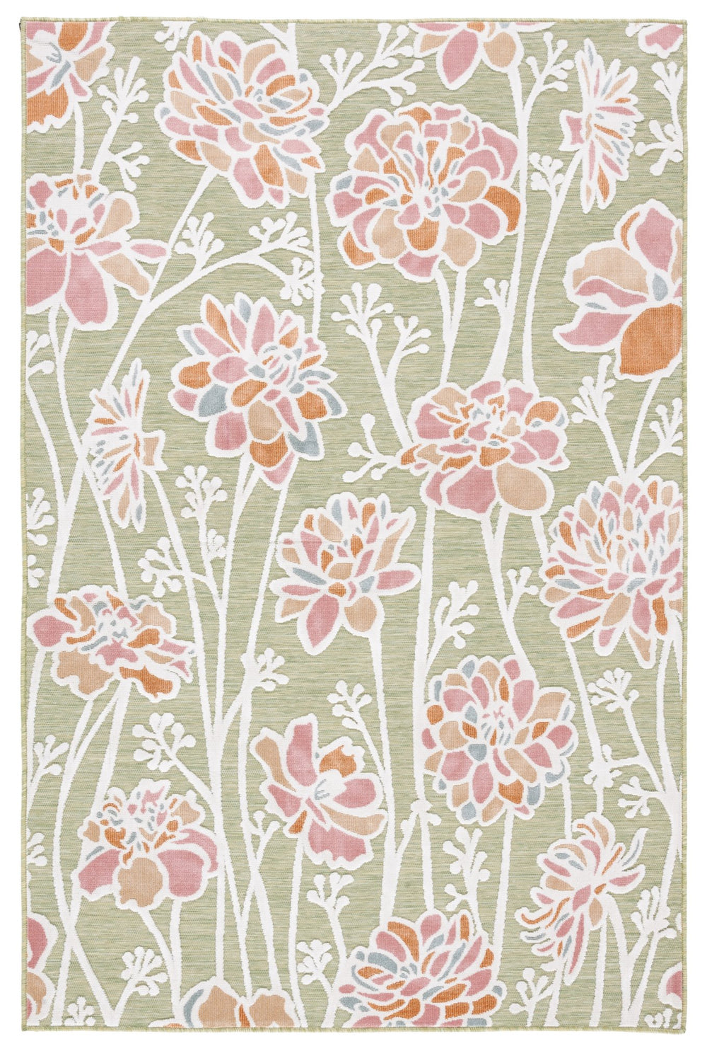 Safavieh Cabana Indoor/Outdoor Area Rug - Vibrant Floral Design, Plush Comfort, Durable And Stylish Décor Essential Green ,Pink 88% Polypropylene,12% Polyester Cbn486y-27