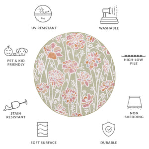 Safavieh Cabana Indoor/Outdoor Area Rug - Vibrant Floral Design, Plush Comfort, Durable And Stylish Décor Essential Green ,Pink 88% Polypropylene,12% Polyester Cbn486y-27