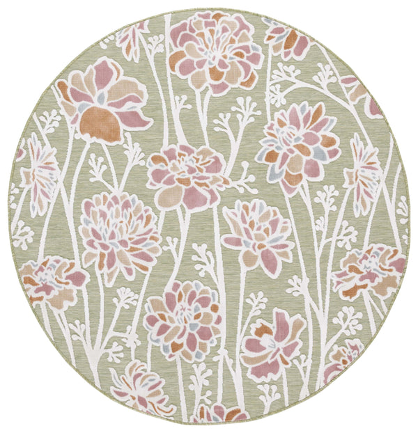 Safavieh Cabana Indoor/Outdoor Area Rug - Vibrant Floral Design, Plush Comfort, Durable And Stylish Décor Essential Green ,Pink 88% Polypropylene,12% Polyester Cbn486y-27