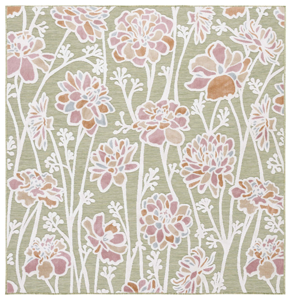 Safavieh Cabana Indoor/Outdoor Area Rug - Vibrant Floral Design, Plush Comfort, Durable And Stylish Décor Essential Green ,Pink 88% Polypropylene,12% Polyester Cbn486y-27