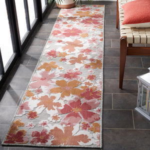 Safavieh Cabana Grey And Rose Runner Rug - Elegant Floral Design, 2x10 Feet, Perfect For Home Or Outdoor Use Grey ,Rose 88% Polypropylene,12% Polyester Cbn488u-210