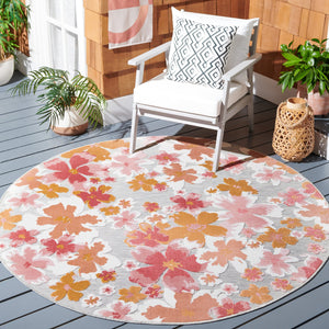 Safavieh Cabana Grey And Rose Runner Rug - Elegant Floral Design, 2x10 Feet, Perfect For Home Or Outdoor Use Grey ,Rose 88% Polypropylene,12% Polyester Cbn488u-210