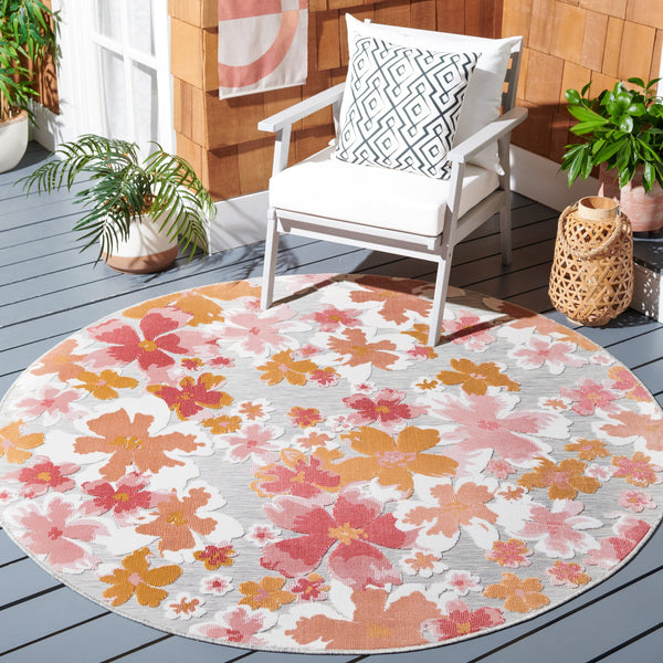 Safavieh Cabana Grey And Rose Runner Rug - Elegant Floral Design, 2x10 Feet, Perfect For Home Or Outdoor Use Grey ,Rose 88% Polypropylene,12% Polyester Cbn488u-210