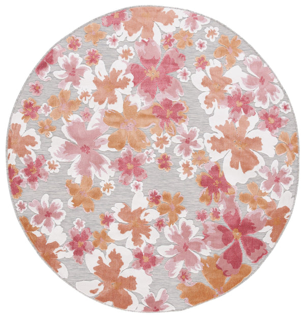 Safavieh Cabana Grey And Rose Runner Rug - Elegant Floral Design, 2x10 Feet, Perfect For Home Or Outdoor Use Grey ,Rose 88% Polypropylene,12% Polyester Cbn488u-210