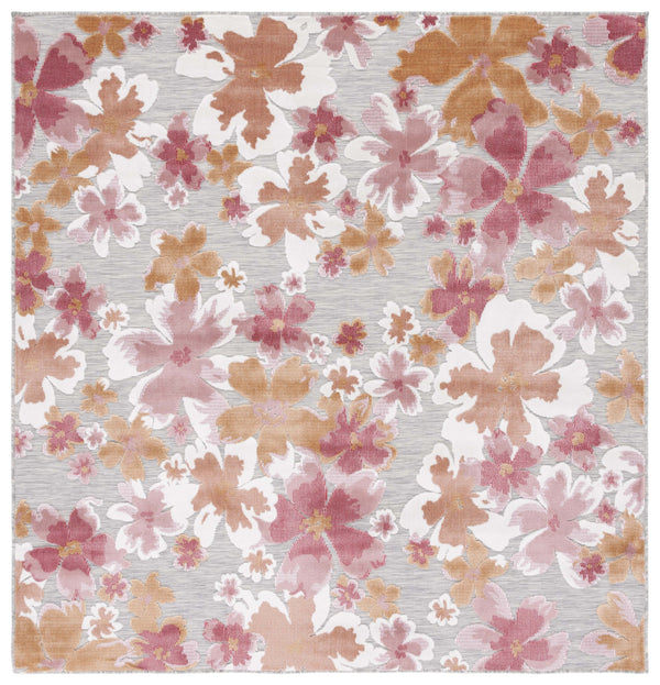 Safavieh Cabana Grey And Rose Runner Rug - Elegant Floral Design, 2x10 Feet, Perfect For Home Or Outdoor Use Grey ,Rose 88% Polypropylene,12% Polyester Cbn488u-210