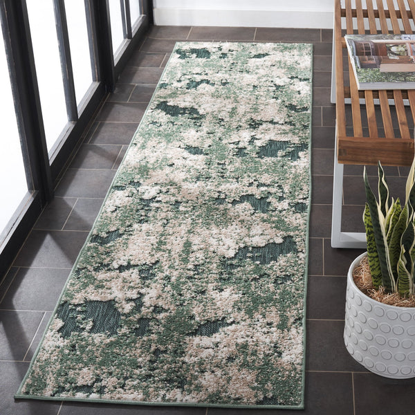 Safavieh Cabana Modern Power Loomed Area Rug From Turkey - Chic Green And Ivory Design For Elegant Spaces Green ,Ivory Polypropylene Cbn630y-9