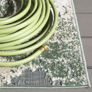 Safavieh Cabana Modern Power Loomed Area Rug From Turkey - Chic Green And Ivory Design For Elegant Spaces Green ,Ivory Polypropylene Cbn630y-9