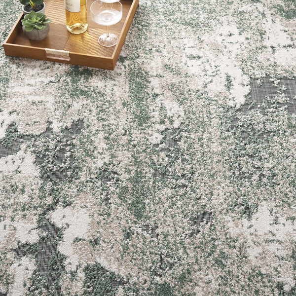 Safavieh Cabana Modern Power Loomed Area Rug From Turkey - Chic Green And Ivory Design For Elegant Spaces Green ,Ivory Polypropylene Cbn630y-9