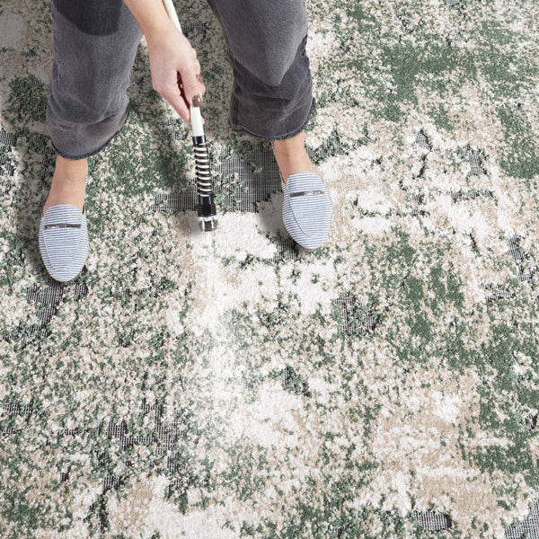 Safavieh Cabana Modern Power Loomed Area Rug From Turkey - Chic Green And Ivory Design For Elegant Spaces Green ,Ivory Polypropylene Cbn630y-9