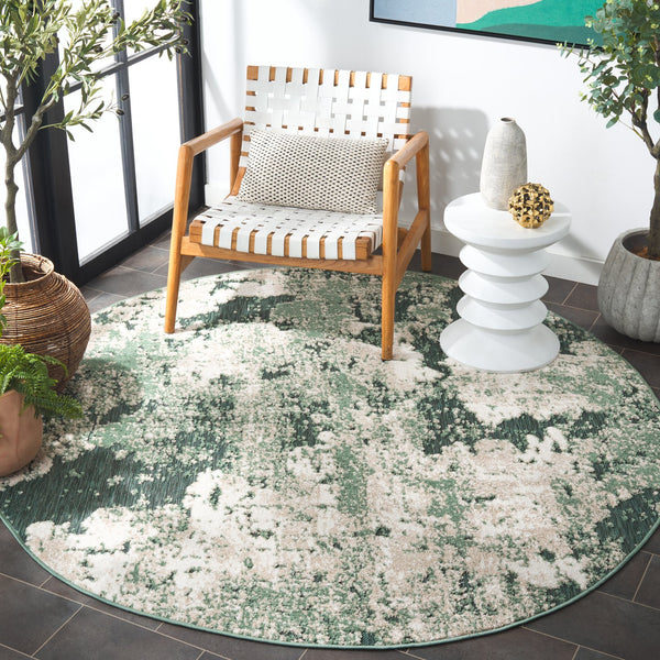 Safavieh Cabana Modern Power Loomed Area Rug From Turkey - Chic Green And Ivory Design For Elegant Spaces Green ,Ivory Polypropylene Cbn630y-9