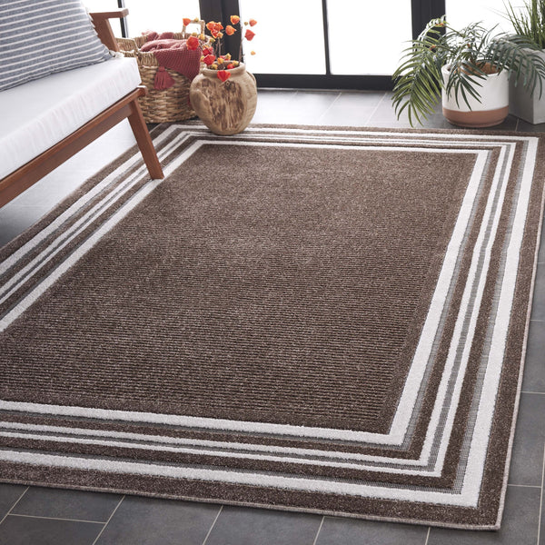 Safavieh Cabana Elegant Ivory And Green Area Rug - Durable, Stylish, And Oeko-tex Certified For Your Home Brown ,Ivory Polypropylene Cbn634t-5