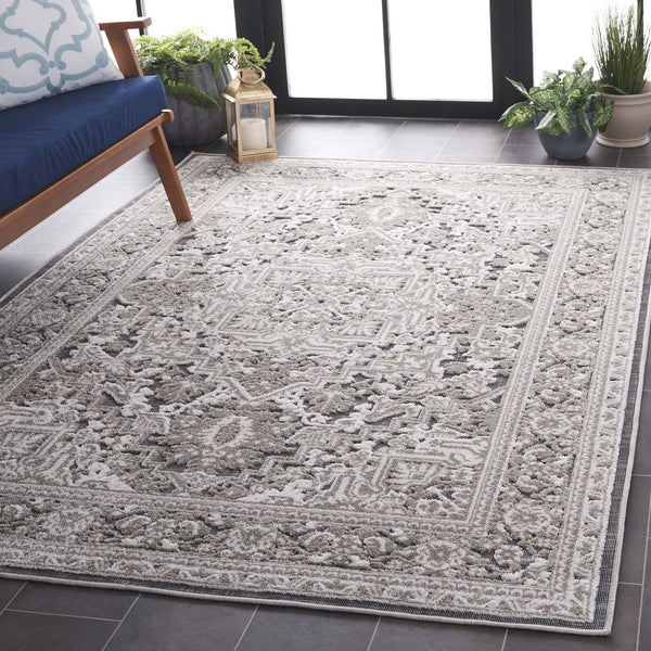 Safavieh Cabana Elegant Transitional Area Rug – Durable Power Loomed Design For Hallways And Entrances Grey ,Ivory Polypropylene Cbn636f-28