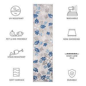 Safavieh Cabana 800f Floral Area Rug - Elegant Indoor/Outdoor Decor With Durable Design For Any Space Grey ,Blue Polypropylene Cbn800f-5sq