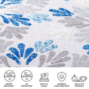 Safavieh Cabana 800f Floral Area Rug - Elegant Indoor/Outdoor Decor With Durable Design For Any Space Grey ,Blue Polypropylene Cbn800f-5sq
