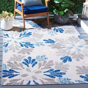 Safavieh Cabana 800f Floral Area Rug - Elegant Indoor/Outdoor Decor With Durable Design For Any Space Grey ,Blue Polypropylene Cbn800f-5sq