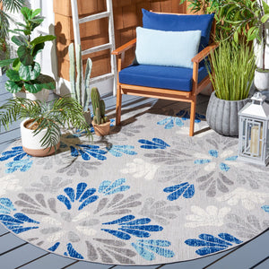 Safavieh Cabana 800f Floral Area Rug - Elegant Indoor/Outdoor Decor With Durable Design For Any Space Grey ,Blue Polypropylene Cbn800f-5sq