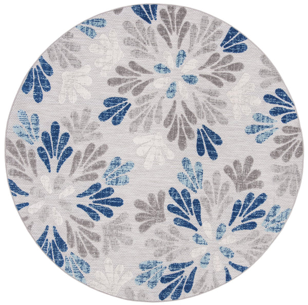 Safavieh Cabana 800f Floral Area Rug - Elegant Indoor/Outdoor Decor With Durable Design For Any Space Grey ,Blue Polypropylene Cbn800f-5sq