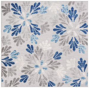 Safavieh Cabana 800f Floral Area Rug - Elegant Indoor/Outdoor Decor With Durable Design For Any Space Grey ,Blue Polypropylene Cbn800f-5sq