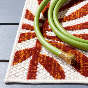 Safavieh Cabana Floral Elegance Area Rug - Timeless Charm For Indoor And Outdoor Spaces, Durable & Stylish Design Creme ,Red Polypropylene Cbn814a-218