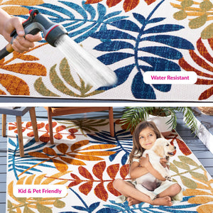 Safavieh Cabana Floral Elegance Area Rug - Timeless Charm For Indoor And Outdoor Spaces, Durable & Stylish Design Creme ,Red Polypropylene Cbn814a-218