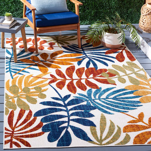 Safavieh Cabana Floral Elegance Area Rug - Timeless Charm For Indoor And Outdoor Spaces, Durable & Stylish Design Creme ,Red Polypropylene Cbn814a-218