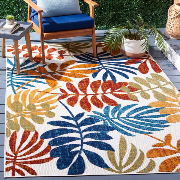 Safavieh Cabana Floral Elegance Area Rug - Timeless Charm For Indoor And Outdoor Spaces, Durable & Stylish Design Creme ,Red Polypropylene Cbn814a-218