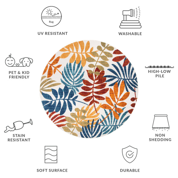 Safavieh Cabana Floral Elegance Area Rug - Timeless Charm For Indoor And Outdoor Spaces, Durable & Stylish Design Creme ,Red Polypropylene Cbn814a-218